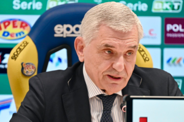 SPORT/CALCIO – Serie B FROSINONE: La conferenza stampa del presidente Maurizio Stirpe. Esonerato Vincenzo Vivarini